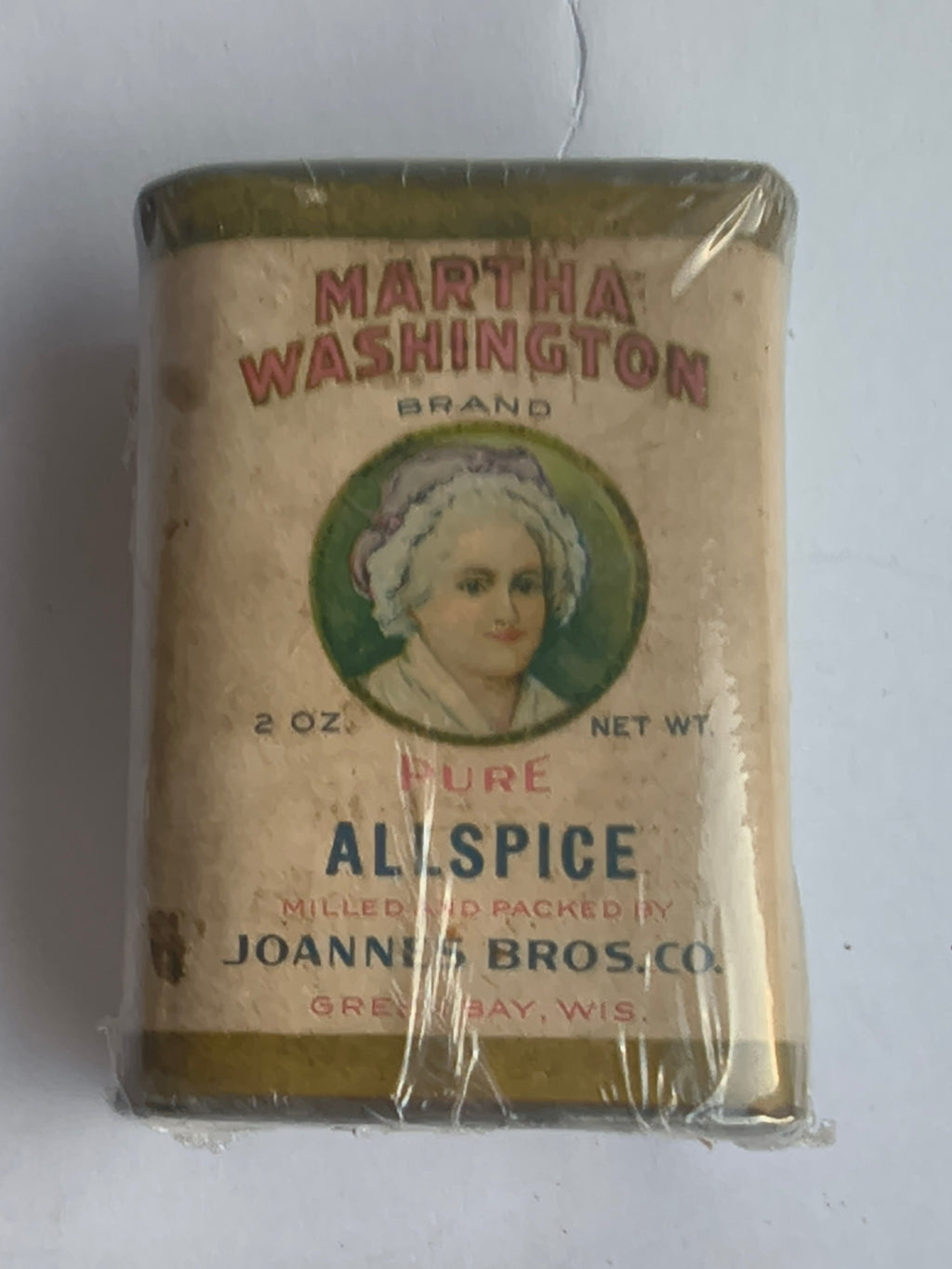 Antique Martha Washington Brand Allspice Tin — Joannes Bros. Co. Green Bay WI — Early 1900s Kitchen Collectible