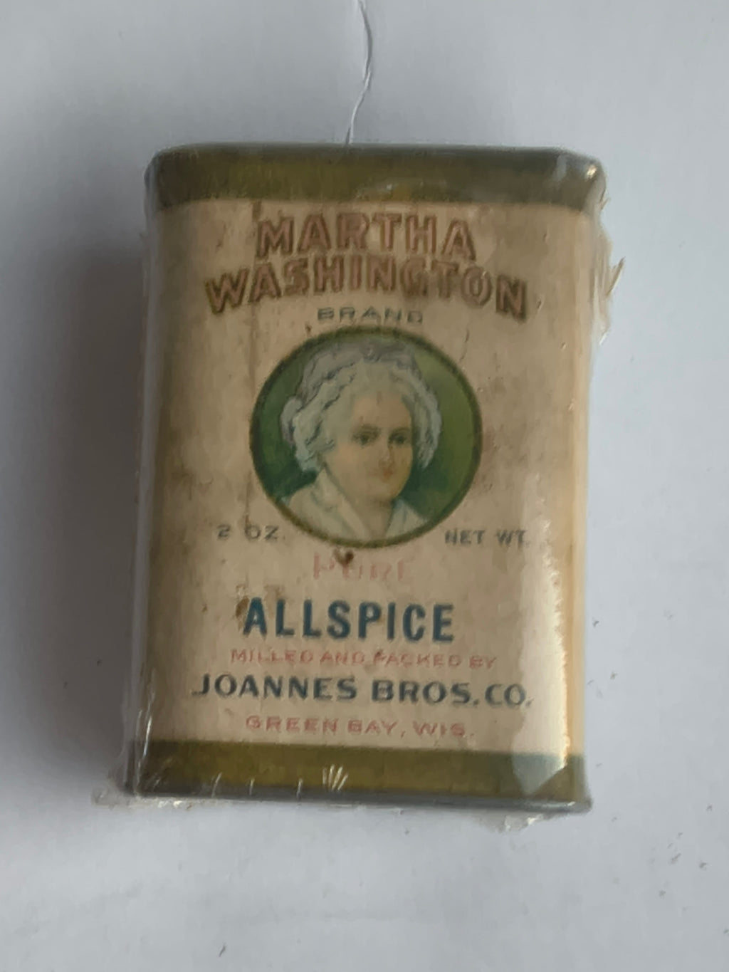 Antique Martha Washington Brand Allspice Tin — Joannes Bros. Co. Green Bay WI — Early 1900s Kitchen Collectible