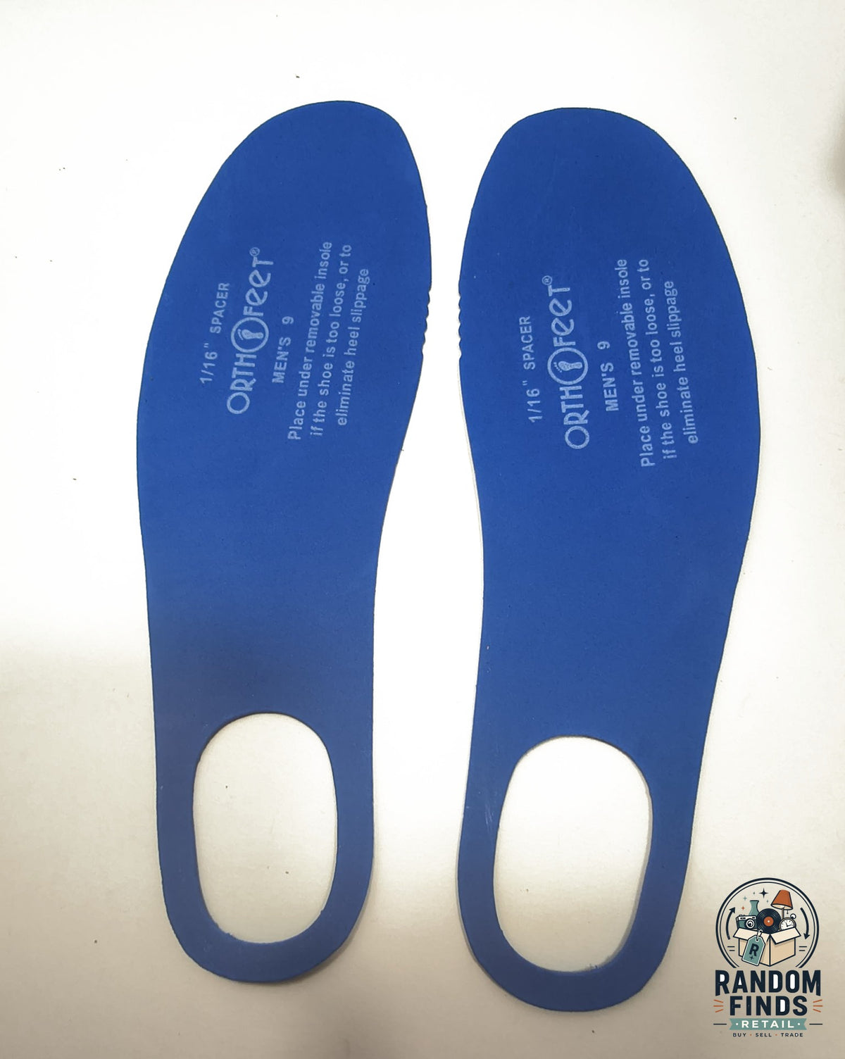 Random Finds Retail Orthofeet blue 1/16 inch spacer orthotic insoles for men's slippers