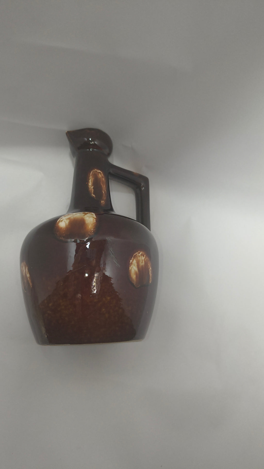 Vintage Sekout Israel Pottery Pitcher Jug R-108 Mid Century Brown Spot Glaze Vase