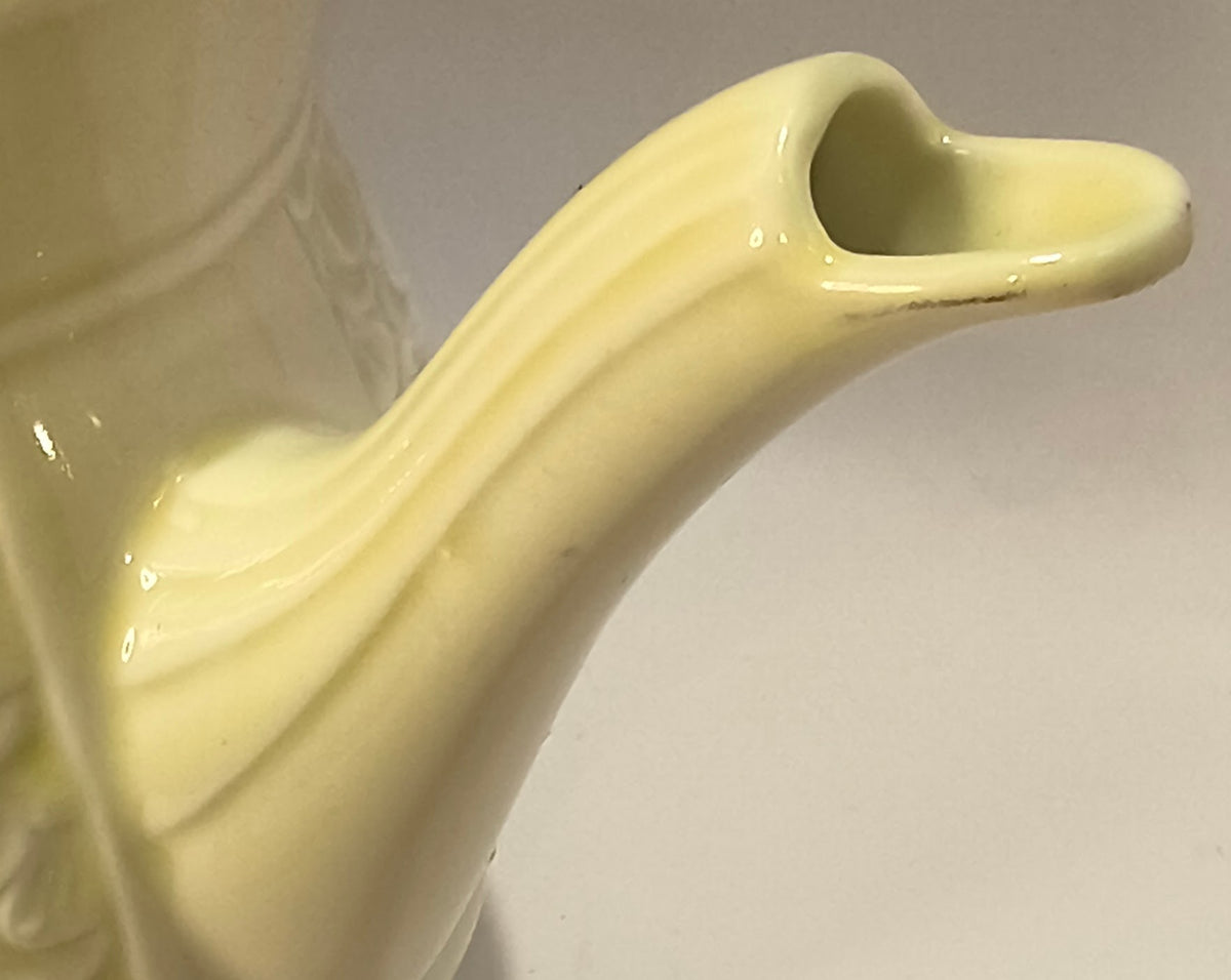 Vintage Floral Ceramic Teapot – Embossed Off-White Pottery with Orange Floral Detail